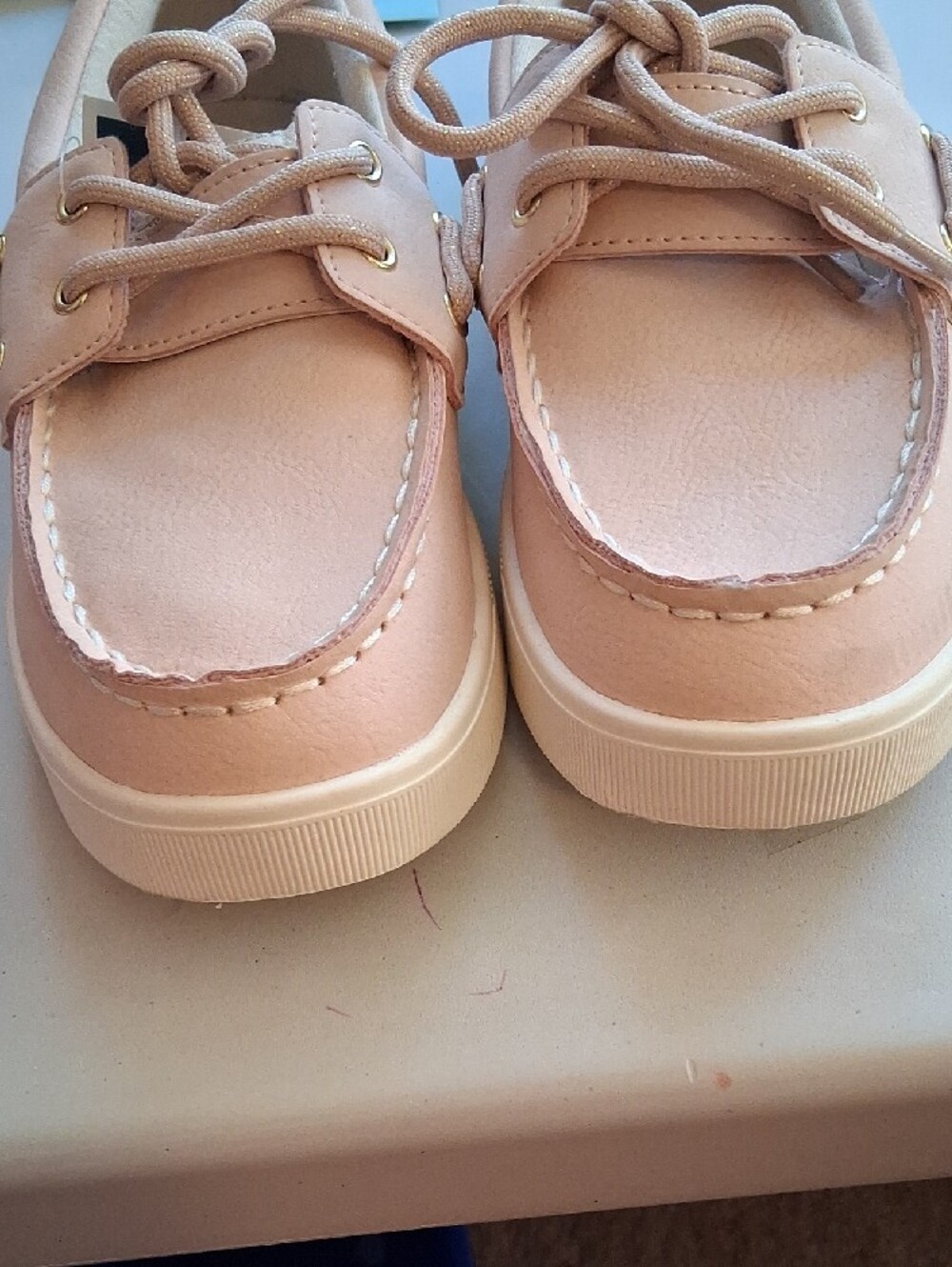 Walking To School With Sperry Kids Blush Pink Boat Sneakers Size 3M. - Picture 7 of 8